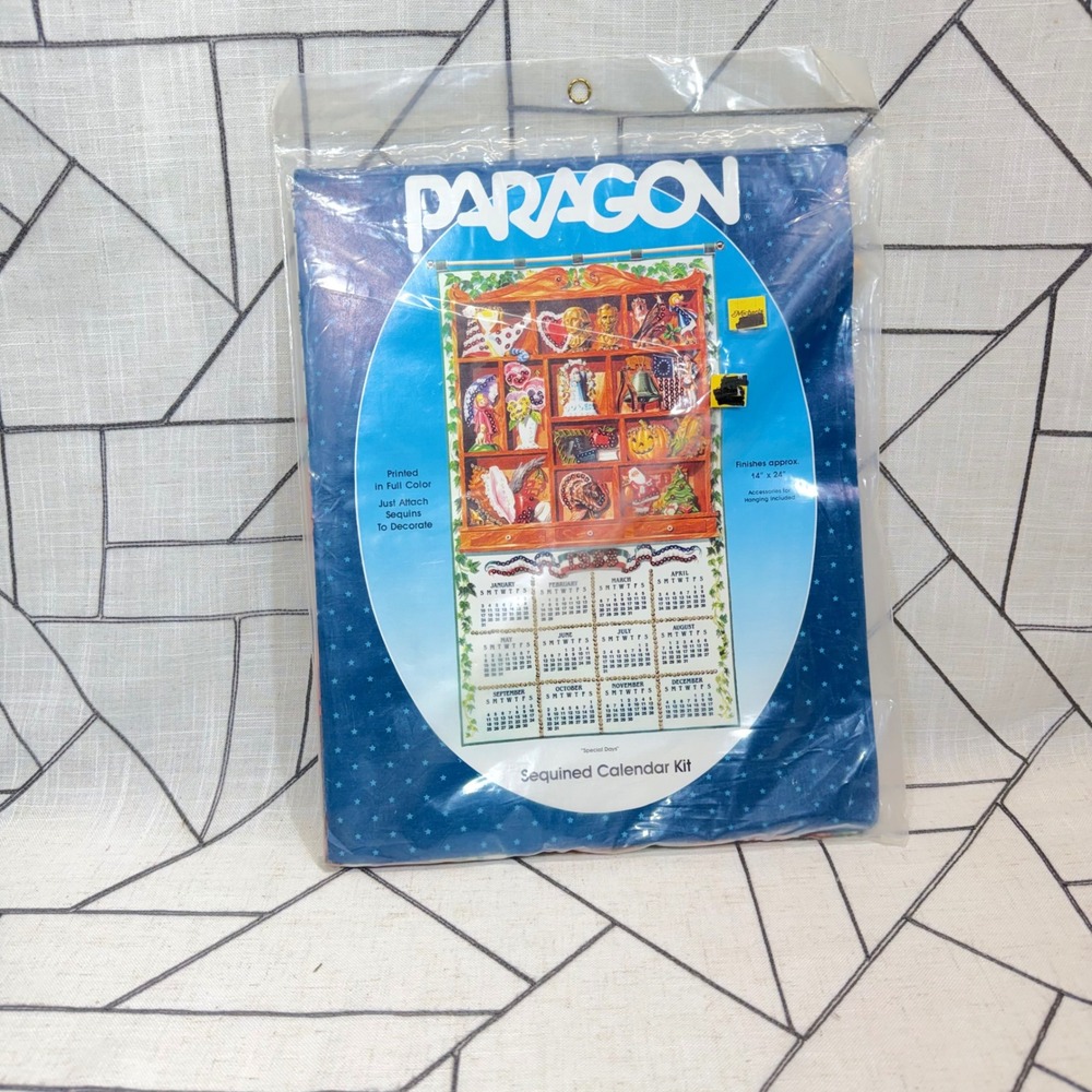 Paragon Sequined Calendar‎ Kit 14x24 Blue Vintage 1988 Special Days 6306
